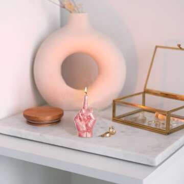 6sisc Middle Finger Scented Candle Rose Gold Danish Pastel Room Aesthetic Decor Pine Aromatherapy Candles Natural Soy Wax Hand Gesture Fragrance Candle for Home Bedroom Supplies Teen Birthday Gifts