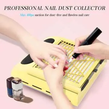 ZUZUXIA Nail Dust Collector - Powerful 80W with Reusable Filters for Salon & Home