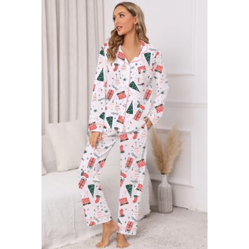 LUBOT Christmas Pajamas Set for Women Cotton Comfort