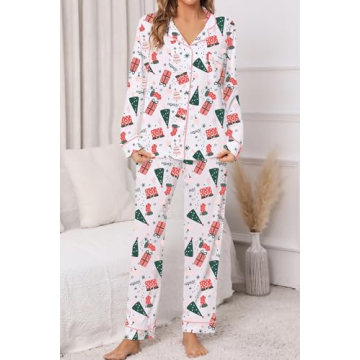 LUBOT Christmas Pajamas Set for Women Cotton Comfort
