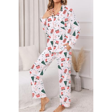 LUBOT Christmas Pajamas Set for Women Cotton Comfort