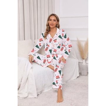 LUBOT Christmas Pajamas Set for Women Cotton Comfort