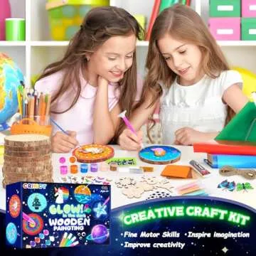 Glow in the Dark Wooden Painting Kit for Kids Ages 6-12