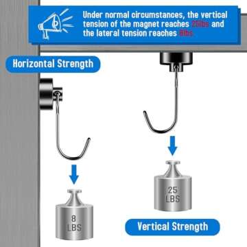 Grtard 4 Pack Black Magnetic Hooks for Hanging, Heavy Duty 25LBS Magnetic Hooks Cruise, Swivel Swing Neodymium Magnet Hooks, Strong Magnet with Hooks for Refrigerator, Grill, Kitchen, Key Holder