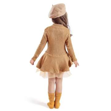 NNJXD Girls Long Sleeve Autumn Winter Knit Sweater Christmas Dress Casual Wear Size(100) 2-3 Years Y...