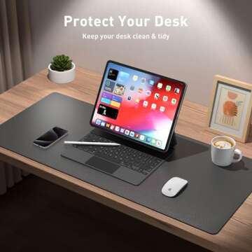 Aothia Leather Desk Pad, Waterproof & Non-Slip, Gray