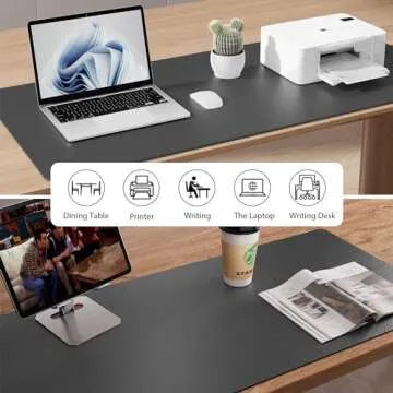 Aothia Leather Desk Pad, Waterproof & Non-Slip, Gray