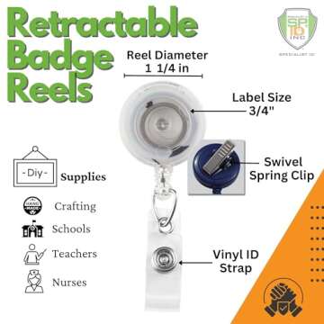 Bulk 100 Pack - Premium Clear Retractable Badge Reels with Alligator Swivel Clip on Back by Speciali...