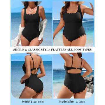 Charmo Scalloped Ribbed One Piece Swimsuit for Women