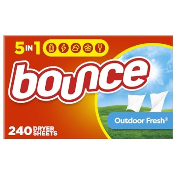 Bounce Dryer Sheets, Outdoor Fresh, 240 Count, Laundry Fabric Softener Sheets with Static Control an...