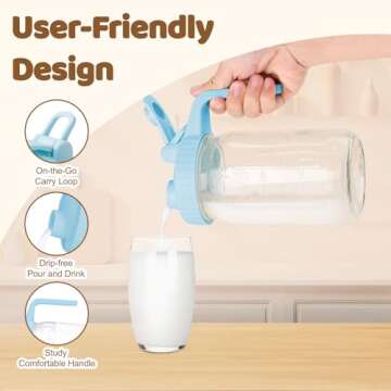 2 Pack Wide Mouth Mason Jar Lids with Leak-Proof Seal, Mason Jar Pour Spout Lid with Flip Cap and Ha...