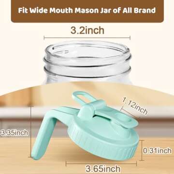 2 Pack Wide Mouth Mason Jar Lids with Leak-Proof Seal, Mason Jar Pour Spout Lid with Flip Cap and Handle, Plastic Canning Lids for Milk, Salad, Dressing, Drinking Storage Bottle, Pink