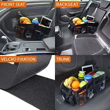 Car Seat and Trunk Organizer, Front or Back Seat Storage - SUV Passenger Floor, Under or Between Seats Organization, Car Gifts for Men and Women (Grey)