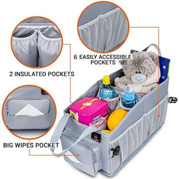 Car Seat and Trunk Organizer, Front or Back Seat Storage - SUV Passenger Floor, Under or Between Seats Organization, Car Gifts for Men and Women (Grey)