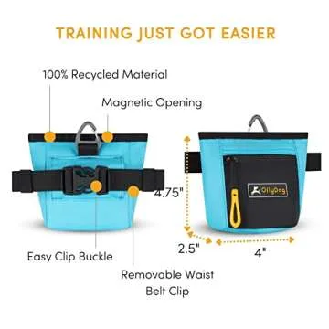 OllyDog Dog Treat Bag with Belt Clipr, Malibu, One Size