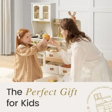 Tiny Land Wooden Play Kitchen for Kids with Toy Storage