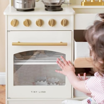 Tiny Land Wooden Play Kitchen for Kids with Toy Storage