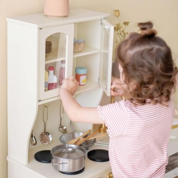 Tiny Land Wooden Play Kitchen for Kids with Toy Storage