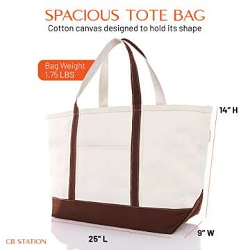 CB STATION Large Classic Tote - Canvas Tote Bag for Women - Multi-Colored Design, Perfect for Travel and Shopping