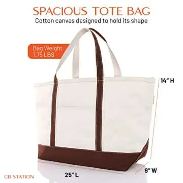 CB STATION Large Classic Tote - Multi-Colored Canvas Bag