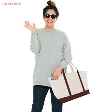 CB STATION Large Classic Tote - Canvas Tote Bag for Women - Multi-Colored Design, Perfect for Travel and Shopping