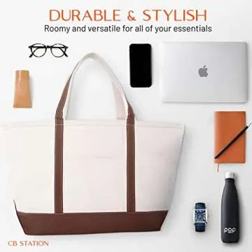 CB STATION Large Classic Tote - Multi-Colored Canvas Bag