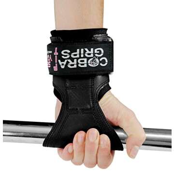 Cobra Grips PRO Weight Lifting Gloves Heavy Duty Straps Alternative to Power Lifting Hooks for Deadlifts with Built in Adjustable Neoprene Padded Wrist Wrap Support Bodybuilding (FIT Black Rubber)