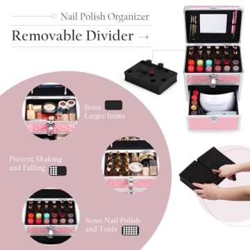 Frenessa Makeup Box Makeup Train Case Cosmetic Storage Organzier Nail Polish Box for Makeup Artist, ...