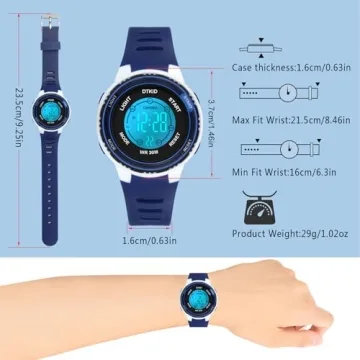 DTKID Waterproof Digital Kids Watch for 5-16 Years