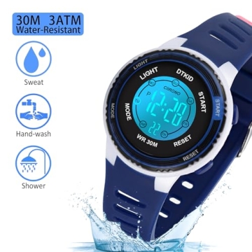 DTKID Waterproof Digital Kids Watch for 5-16 Years