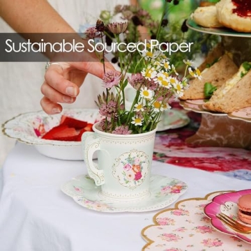 Vintage Floral Tea Cups & Saucers for Elegant Parties