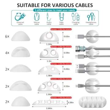 16Pack Adjustable Cable Organizer for Home and Office