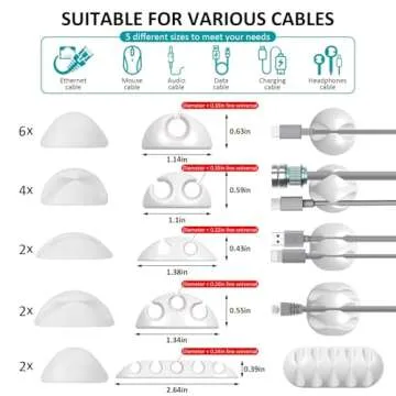 16Pack Adjustable Cable Organizer for Home and Office