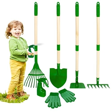 Duckura Kids Gardening Tools Set - 7pcs Trained Garden Tool for Child's Outdoor Fun
