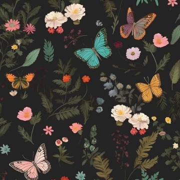 VOLEAAR Butterfly Peel and Stick Wallpaper Floral Wallpaper Peel and Stick Vintage Contact Paper Sti...