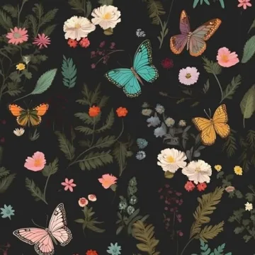 VOLEAAR Butterfly Peel and Stick Wallpaper – Floral Vintage Removable Decor 17.5" x 9.8"