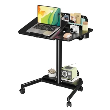 JOY Worker Mobile Standing Desk with 60° Tiltable Desktop and Storage Base