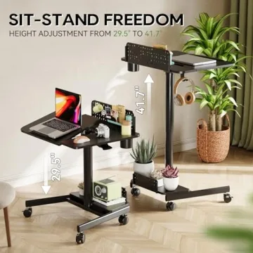JOY Mobile Standing Desk with Pneumatic Height Adjustment