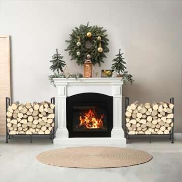 Peyulia Firewood Rack, Heavy Duty Firewood Holder, 2ft Firewood Storage Rack for Indoor Outdoor Log ...
