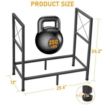 Peyulia Firewood Rack, Heavy Duty Firewood Holder, 2ft Firewood Storage Rack for Indoor Outdoor Log Organization and Storage, Black