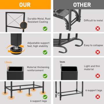 Peyulia Firewood Rack, Heavy Duty Firewood Holder, 2ft Firewood Storage Rack for Indoor Outdoor Log Organization and Storage, Black