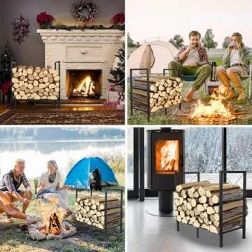 Peyulia Firewood Rack, Heavy Duty Firewood Holder, 2ft Firewood Storage Rack for Indoor Outdoor Log Organization and Storage, Black