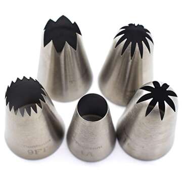 Piping tips large Cake Decorating tools, 5 pack Cake piping Nozzles Tips Kit - DIY Icing Nozzle Tool for Cupcakes