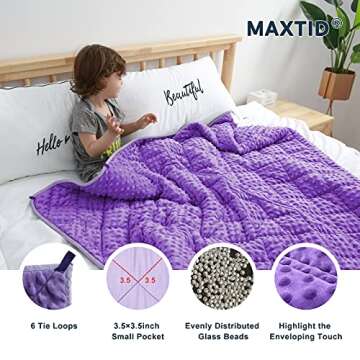 MAXTID Kids Weighted Blanket 3lbs 36"x48" Violet Heavy Blanket Purple Child Comfort Sensory Blankets...