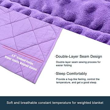 MAXTID Kids Weighted Blanket 3lbs 36"x48" Violet Heavy Blanket Purple Child Comfort Sensory Blankets for Girls & Boys