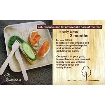 150 Eco-Friendly Palm Leaf Plates and Wooden Utensils