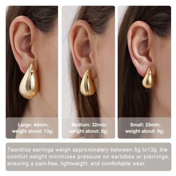 Trendy Gold Teardrop Earrings for Women - 2 Pairs Included