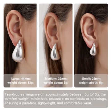 Trendy Gold Teardrop Earrings for Women - 2 Pairs Included