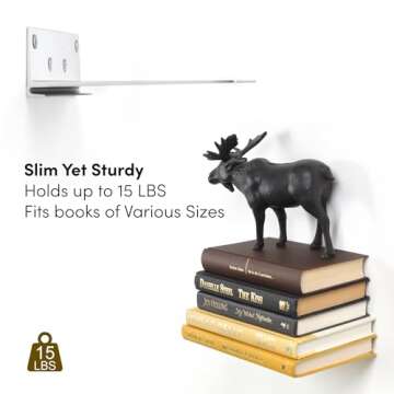 xympo Floating Invisible Bookshelf Wall Mounted (Set of 4) - Aluminum - Turn Books into Floating Shelves