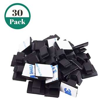 Bates- Cable Clips, 30 Pack, Black, Cable Clip, Wire Holders, Cord Holder, Wire Hooks, Cord Clips, W...
